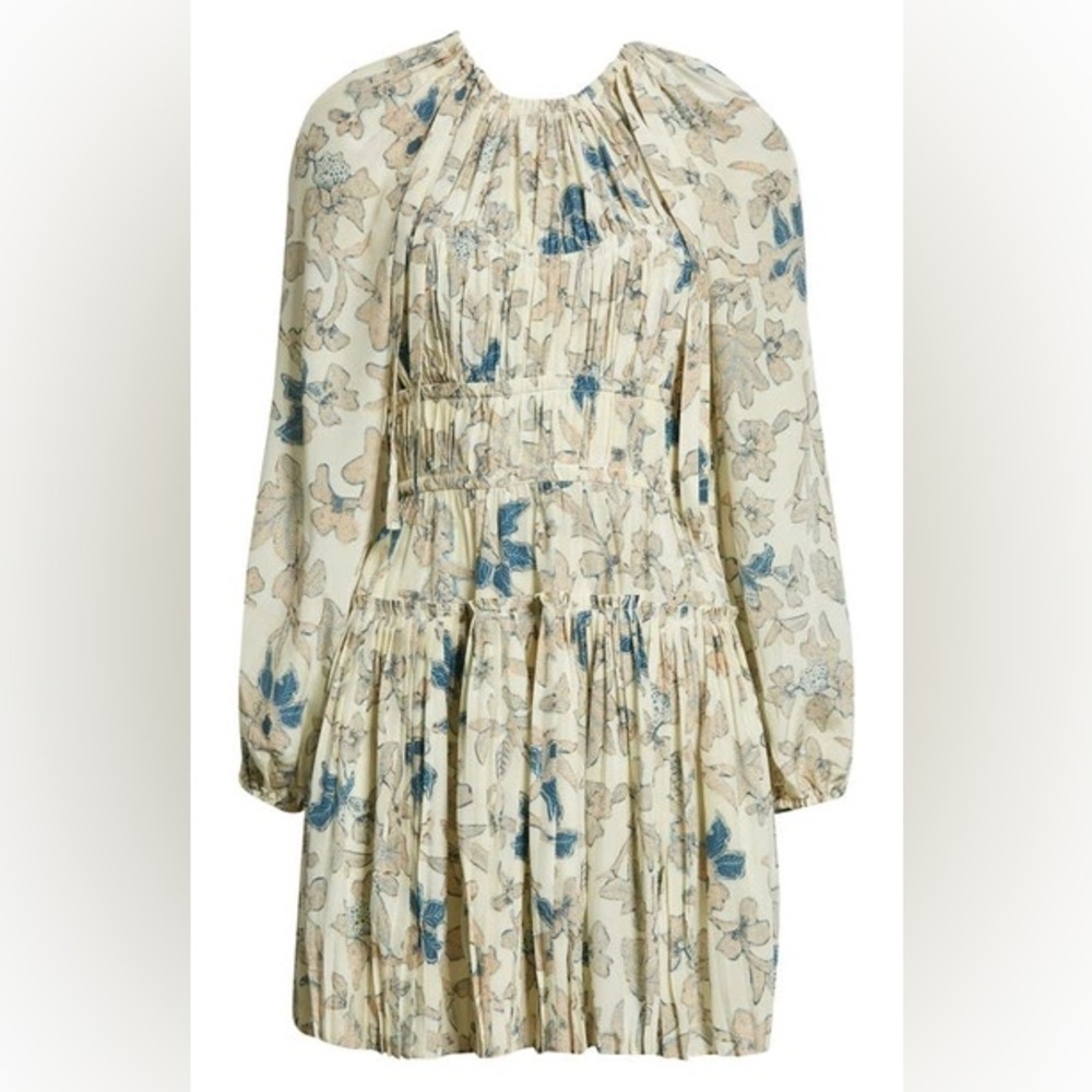 ULLA JOHNSON Sefia tiered printed silk-crepe mini dress NWT